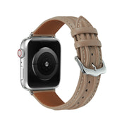 Embossed Line Genuine Leather Watch Band For Apple Watch 42mm(Milky Brown)