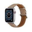 Embossed Line Genuine Leather Watch Band For Apple Watch 9 45mm(Milky Brown) - Watch Bands by PMC TechLife | Online Shopping South Africa | PMC TechLife