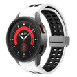 For Samsung Galaxy Watch5 Double-row Hole Folding Buckle Silicone Watch Band(White Black) - Watch Bands by PMC TechLife | Online Shopping South Africa | PMC TechLife