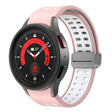 For Samsung Galaxy Watch5 Double-row Hole Folding Buckle Silicone Watch Band(Pink White) - Watch Bands by PMC TechLife | Online Shopping South Africa | PMC TechLife