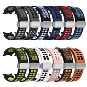 For Samsung Galaxy Watch5 Double-row Hole Folding Buckle Silicone Watch Band(Black Orange)