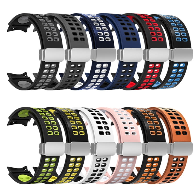 For Samsung Galaxy Watch5 Double-row Hole Folding Buckle Silicone Watch Band(Black)