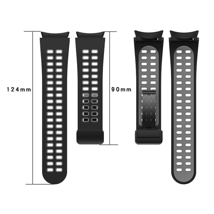 For Samsung Galaxy Watch5 Double-row Hole Folding Buckle Silicone Watch Band(Pink White)