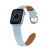 Embossed Love Genuine Leather Watch Band For Apple Watch Ultra 49mm(Blue)