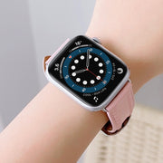 Embossed Love Genuine Leather Watch Band For Apple Watch 8 45mm(Pink)