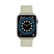 Embossed Love Genuine Leather Watch Band For Apple Watch 8 45mm(Milky White)