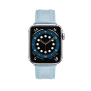 Embossed Love Genuine Leather Watch Band For Apple Watch SE 2022 44mm(Blue)