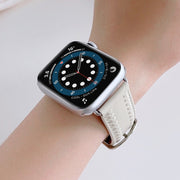 Embossed Love Genuine Leather Watch Band For Apple Watch 2 38mm(Milky White)