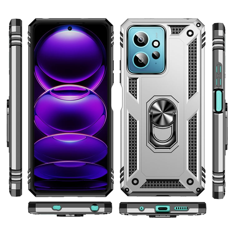 For Xiaomi Redmi Note 12 4G Global Shockproof TPU + PC Phone Case with Holder(Silver)