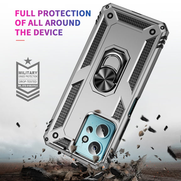 For Xiaomi Redmi Note 12 4G Global Shockproof TPU + PC Phone Case with Holder(Silver)