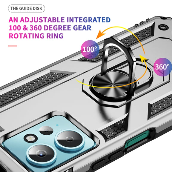 For Xiaomi Redmi Note 12 4G Global Shockproof TPU + PC Phone Case with Holder(Silver)