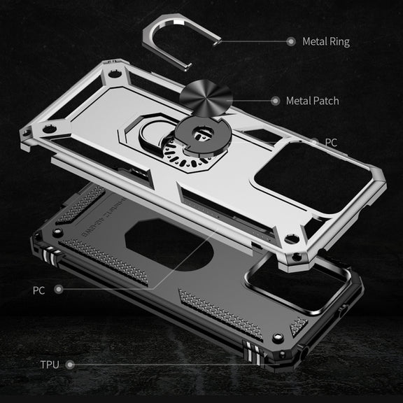 For Xiaomi Redmi Note 12 4G Global Shockproof TPU + PC Phone Case with Holder(Silver)