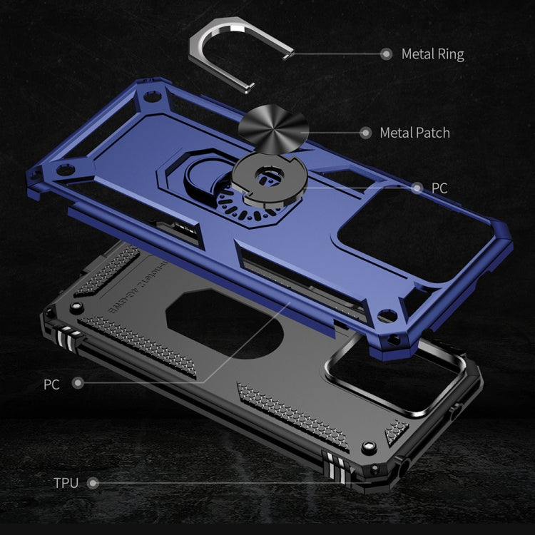 For Xiaomi Redmi Note 12 4G Global Shockproof TPU + PC Phone Case with Holder(Blue)