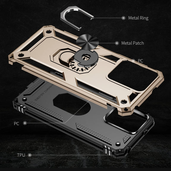 For Xiaomi Redmi Note 12 4G Global Shockproof TPU + PC Phone Case with Holder(Gold)