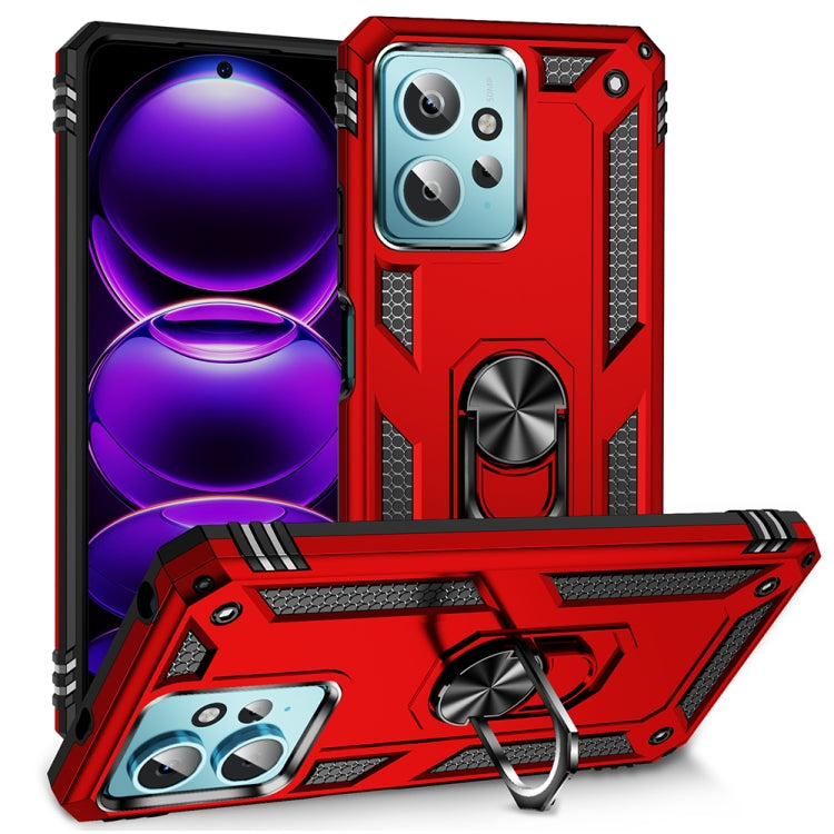 For Xiaomi Redmi Note 12 4G Global Shockproof TPU + PC Phone Case with Holder(Red)
