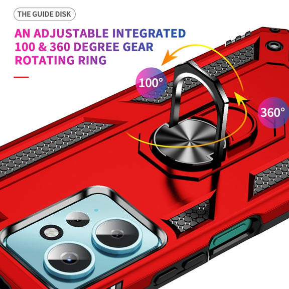 For Xiaomi Redmi Note 12 4G Global Shockproof TPU + PC Phone Case with Holder(Red)