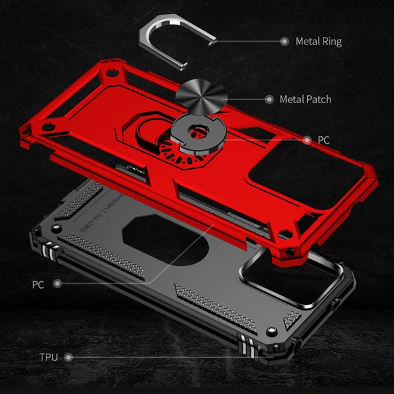 For Xiaomi Redmi Note 12 4G Global Shockproof TPU + PC Phone Case with Holder(Red)