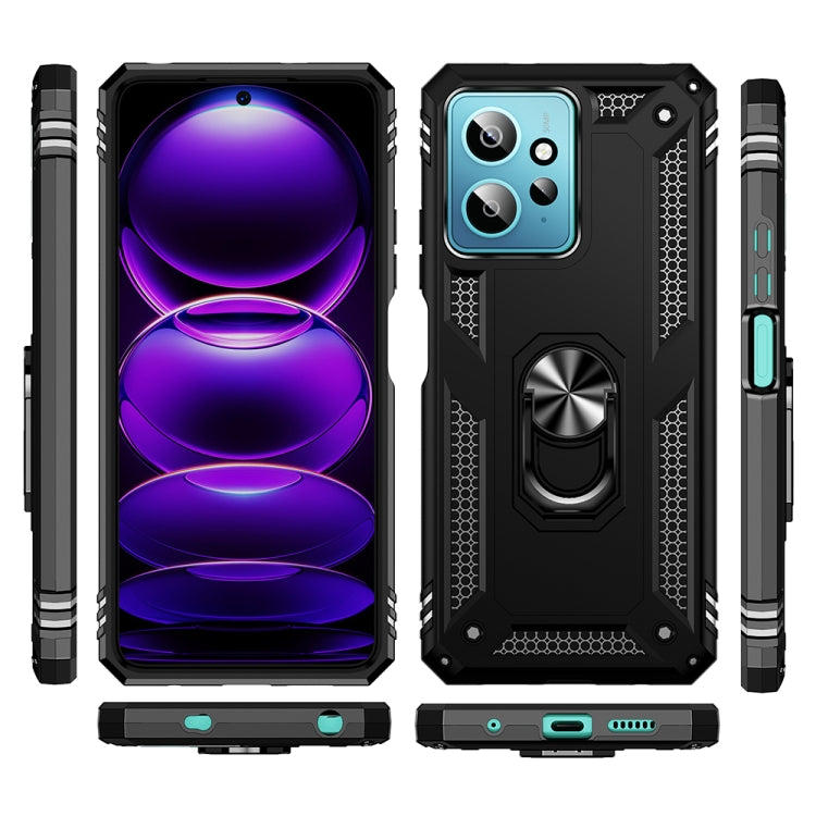 For Xiaomi Redmi Note 12 4G Global Shockproof TPU + PC Phone Case with Holder(Black)