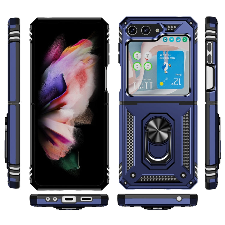 For Samsung Galaxy Z Flip5 Shockproof TPU + PC Phone Case with Holder(Blue)