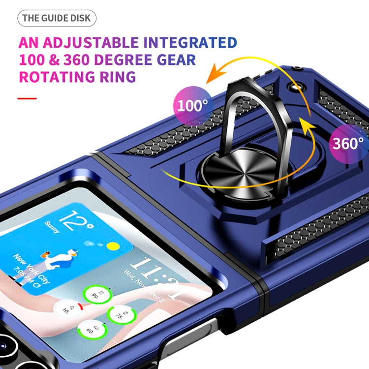 For Samsung Galaxy Z Flip5 Shockproof TPU + PC Phone Case with Holder(Blue)