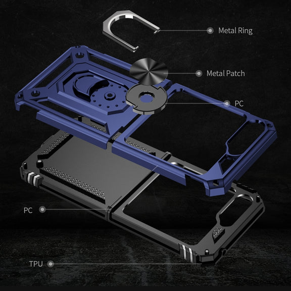 For Samsung Galaxy Z Flip5 Shockproof TPU + PC Phone Case with Holder(Blue)