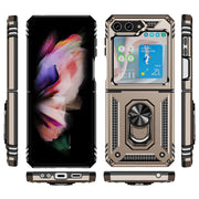 For Samsung Galaxy Z Flip5 Shockproof TPU + PC Phone Case with Holder(Gold)