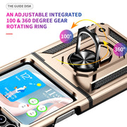 For Samsung Galaxy Z Flip5 Shockproof TPU + PC Phone Case with Holder(Gold)