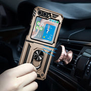 For Samsung Galaxy Z Flip5 Shockproof TPU + PC Phone Case with Holder(Gold)
