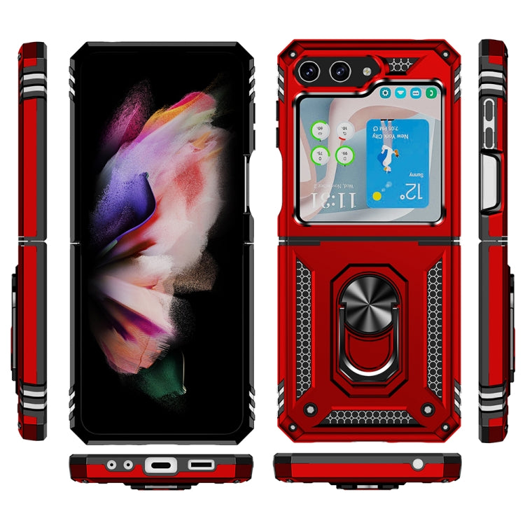 For Samsung Galaxy Z Flip5 Shockproof TPU + PC Phone Case with Holder(Red)