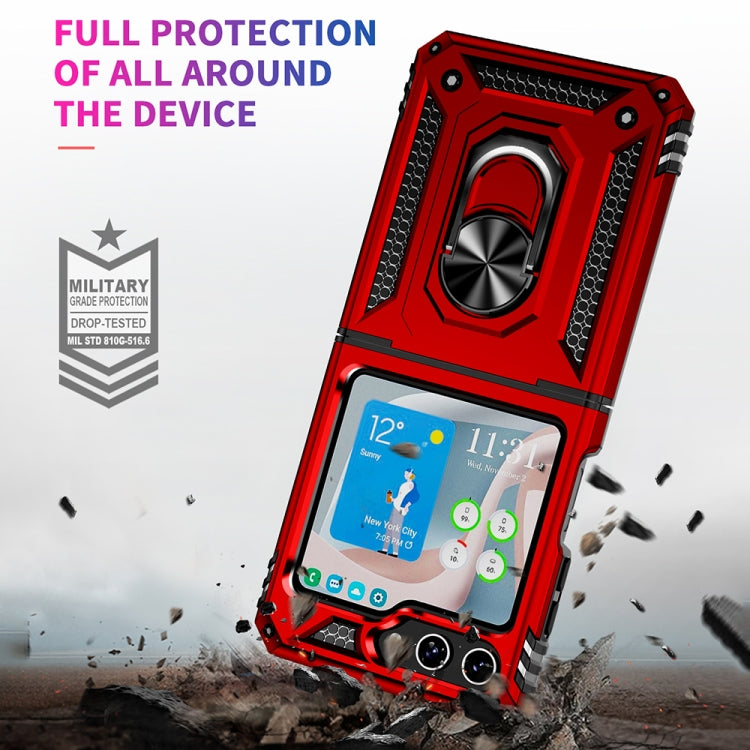 For Samsung Galaxy Z Flip5 Shockproof TPU + PC Phone Case with Holder(Red)