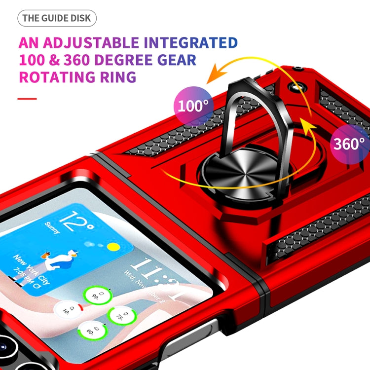 For Samsung Galaxy Z Flip5 Shockproof TPU + PC Phone Case with Holder(Red)