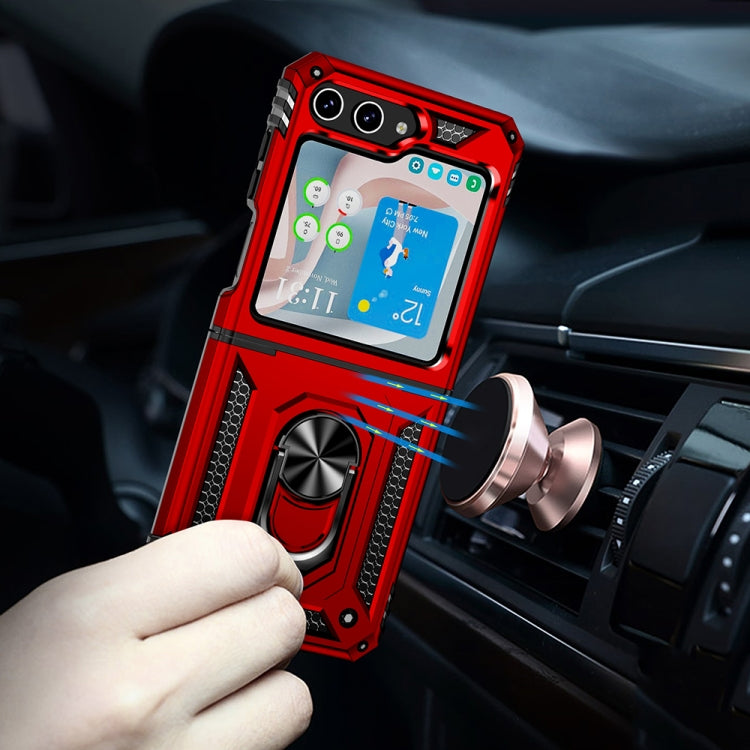 For Samsung Galaxy Z Flip5 Shockproof TPU + PC Phone Case with Holder(Red)