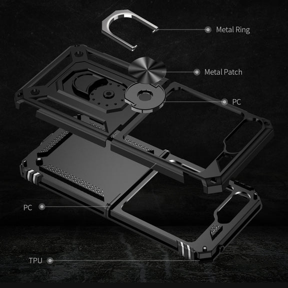 For Samsung Galaxy Z Flip5 Shockproof TPU + PC Phone Case with Holder(Red)