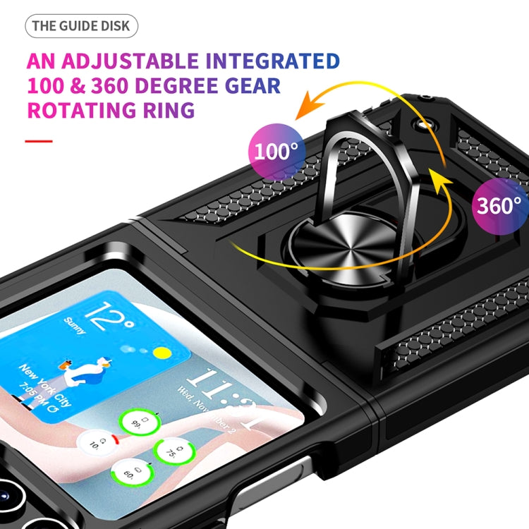 For Samsung Galaxy Z Flip5 Shockproof TPU + PC Phone Case with Holder(Black)