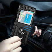 For Samsung Galaxy Z Flip5 Shockproof TPU + PC Phone Case with Holder(Black)