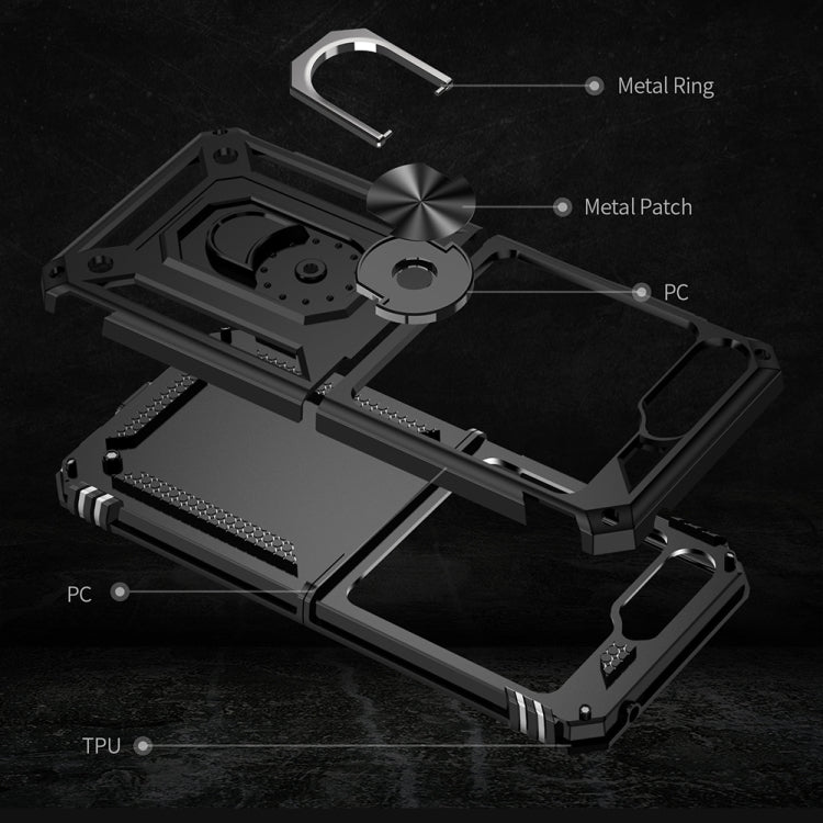For Samsung Galaxy Z Flip5 Shockproof TPU + PC Phone Case with Holder(Black)