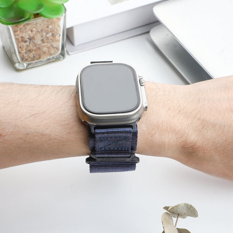 Nylon Two Section Watch Band For Apple Watch 9 45mm(Blue)