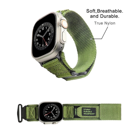Nylon Two Section Watch Band For Apple Watch 9 41mm(Dark Green)
