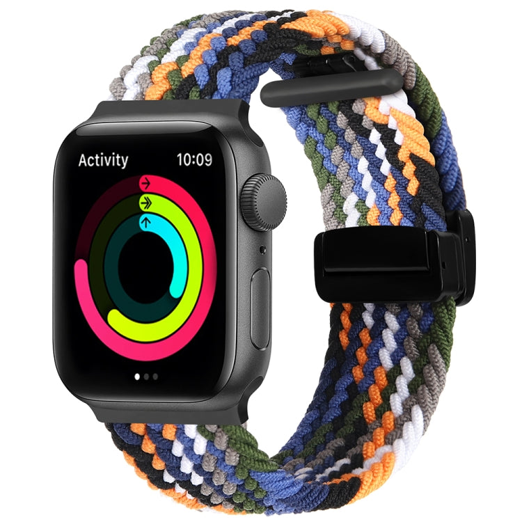 Magnetic Fold Clasp Woven Watch Band For Apple Watch 5 44mm(Denim Color)