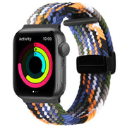 Magnetic Fold Clasp Woven Watch Band For Apple Watch 3 42mm(Denim Color)