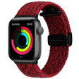 Magnetic Fold Clasp Woven Watch Band For Apple Watch 9 45mm(Black Sand Red) - free shipping - PMC TechLife - Order now!