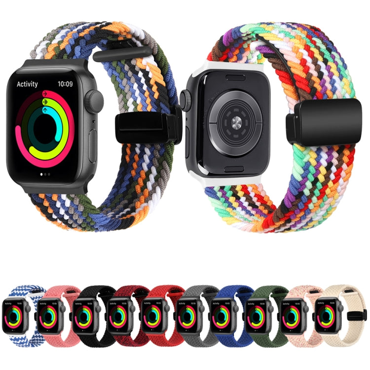 Magnetic Fold Clasp Woven Watch Band For Apple Watch SE 2023 44mm(Red)