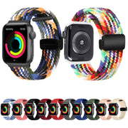 Magnetic Fold Clasp Woven Watch Band For Apple Watch SE 2023 44mm(Red)