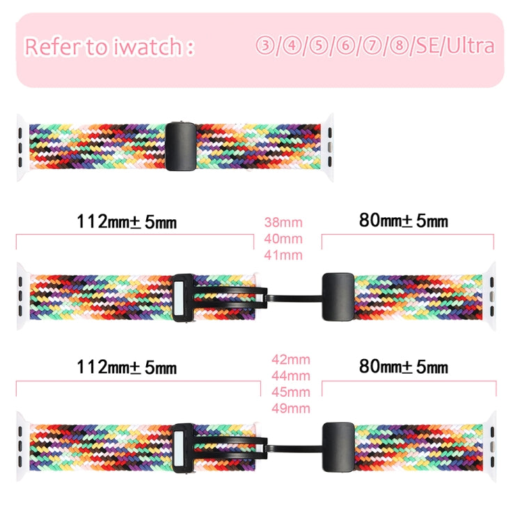 Magnetic Fold Clasp Woven Watch Band For Apple Watch 9 45mm(Black Sand Red)