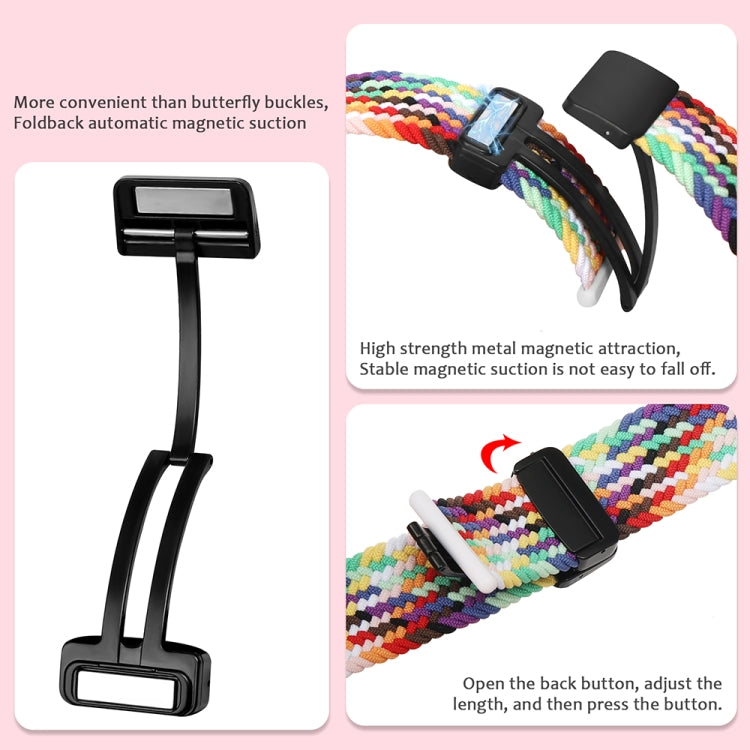 Magnetic Fold Clasp Woven Watch Band For Apple Watch SE 40mm(Black Sand Red)