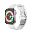 Metal Butterfly Buckle Silicone Watch Band For Apple Watch 8 45mm(White) - Watch Bands by PMC TechLife | Online Shopping South Africa | PMC TechLife