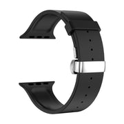 Metal Butterfly Buckle Silicone Watch Band For Apple Watch 7 41mm(Black)