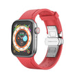 Metal Butterfly Buckle Silicone Watch Band For Apple Watch 9 41mm(Red) - Watch Bands by PMC TechLife | Online Shopping South Africa | PMC TechLife