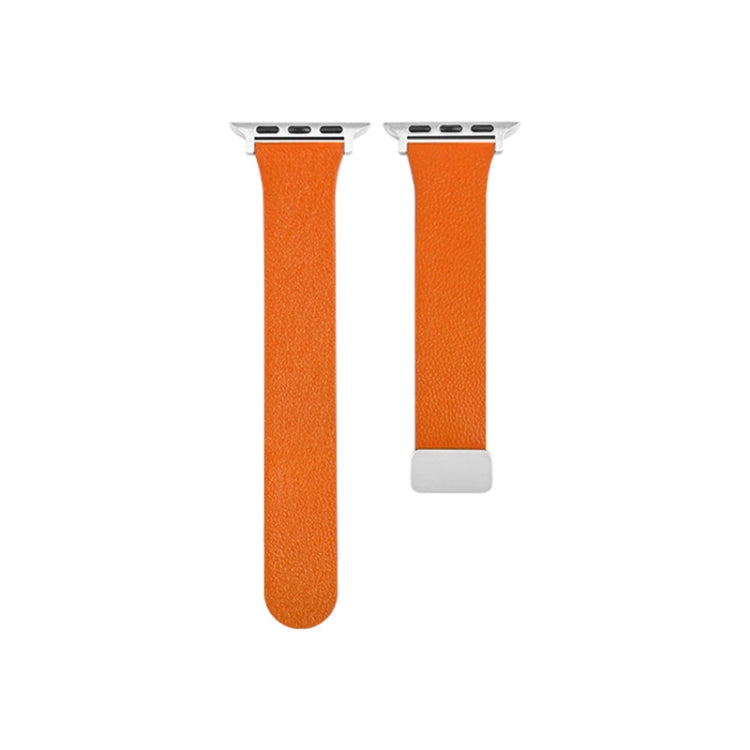 Sheepskin Texture Magnetic Folding Buckle Watch Band For Apple Watch 42mm(Orange)