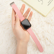 Sheepskin Texture Magnetic Folding Buckle Watch Band For Apple Watch 8 41mm(Grey)